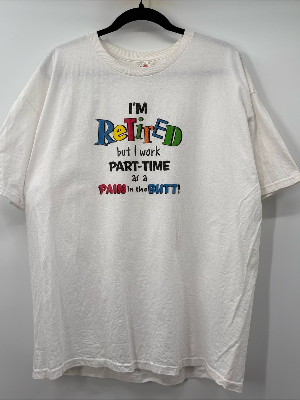 White Graphic Short-Sleeve Tee - "I'm Retired" Multicolor Print